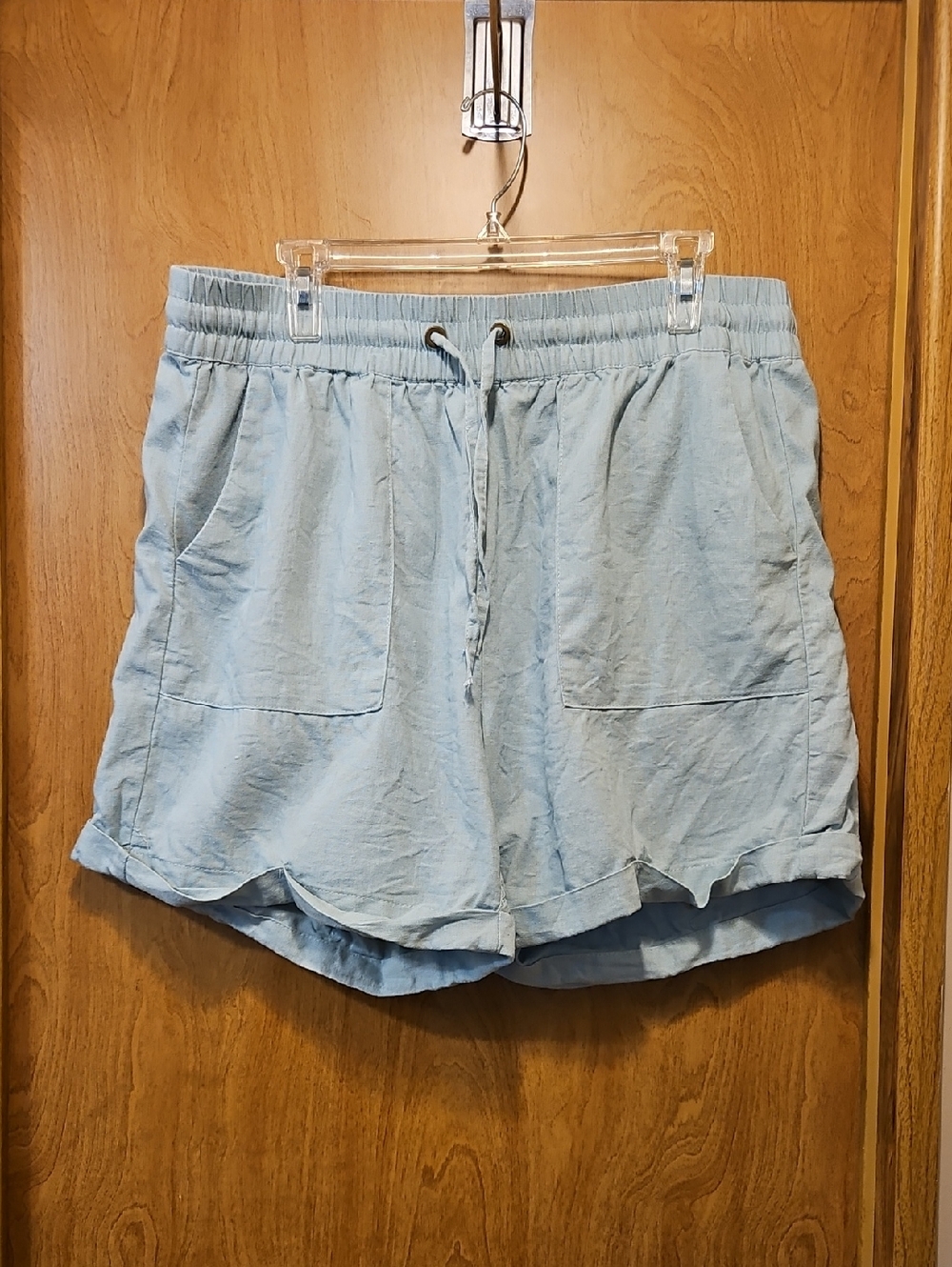 Zenana Outfitters Light Seafoam Green High-Waist Drawstring Shorts